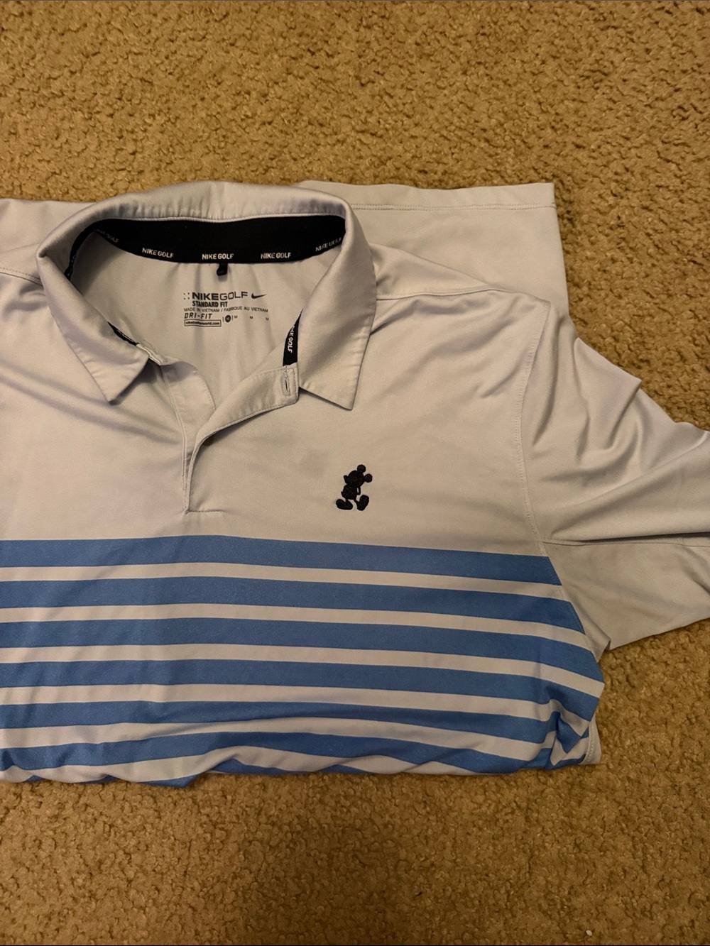 Disney Nike Men’s Light Blue Striped Polo Shirt